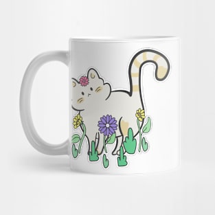 cute cat with flowers Mug